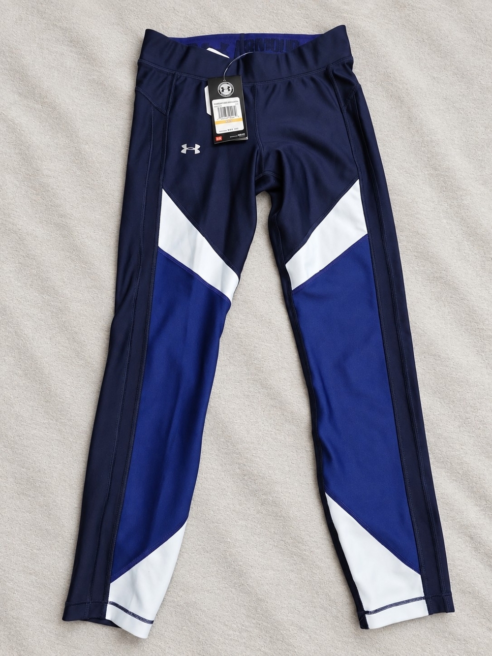 Under Armour Navy and White Colorblock High-Waist Leggings - Picture 2 of 4